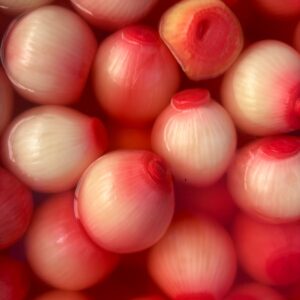 Cebollas rosas grandes y dulces